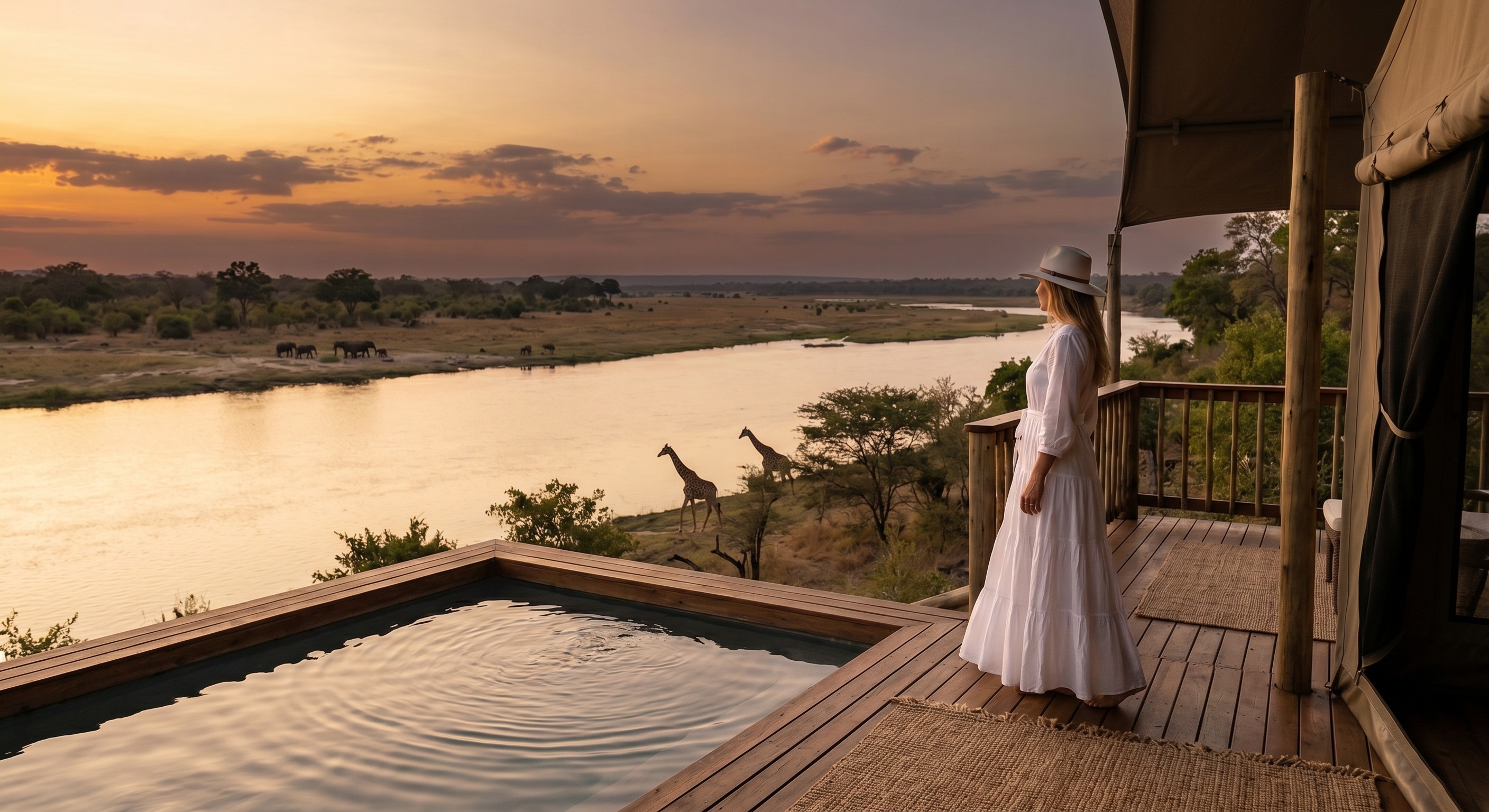 Cinematic weather moment at a safari lodge